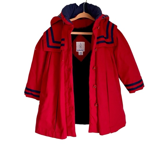 London Fog Sailor Ked Red Winter Coat Dress - Picture 3 of 12